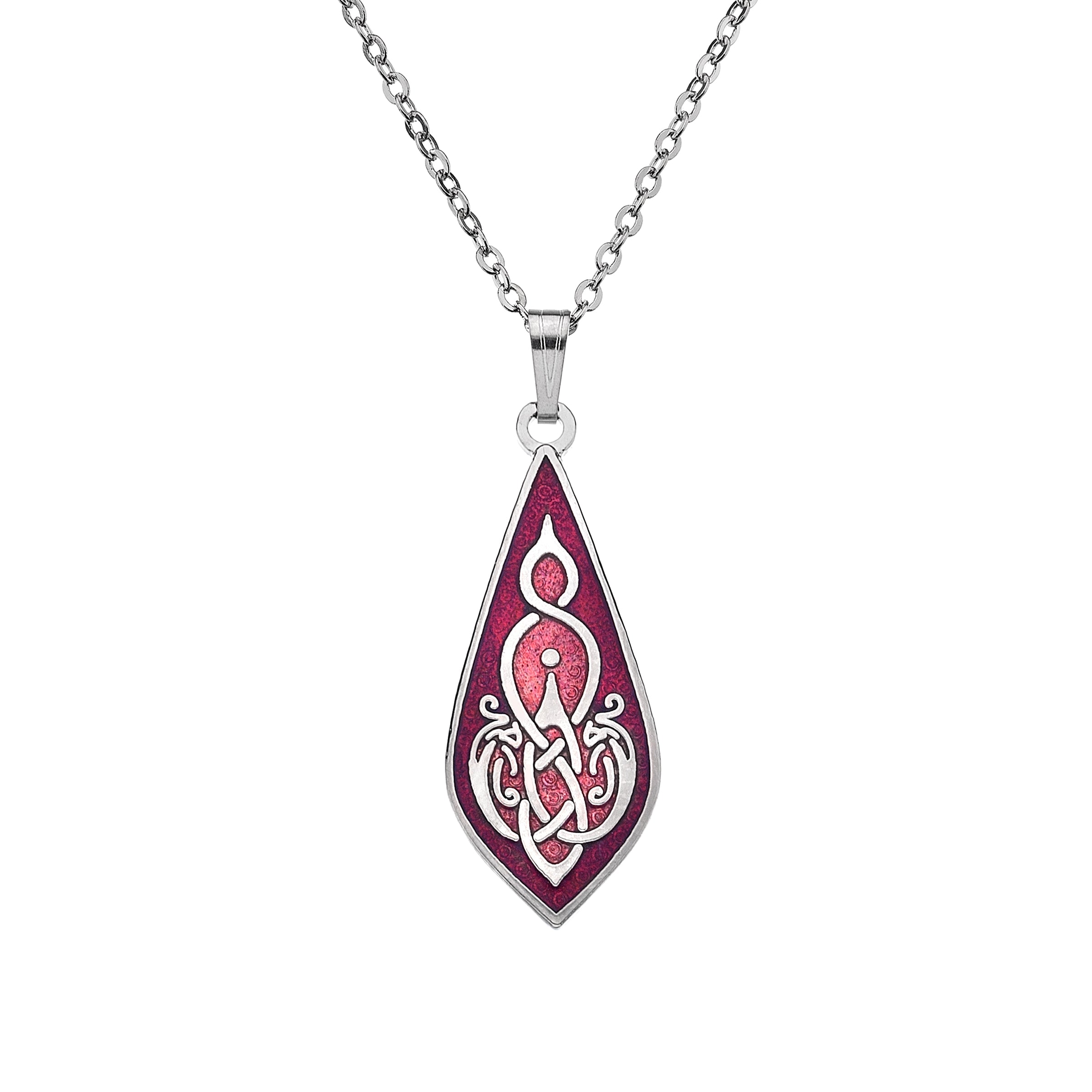 Red Teardrop Celtic Birds Necklace